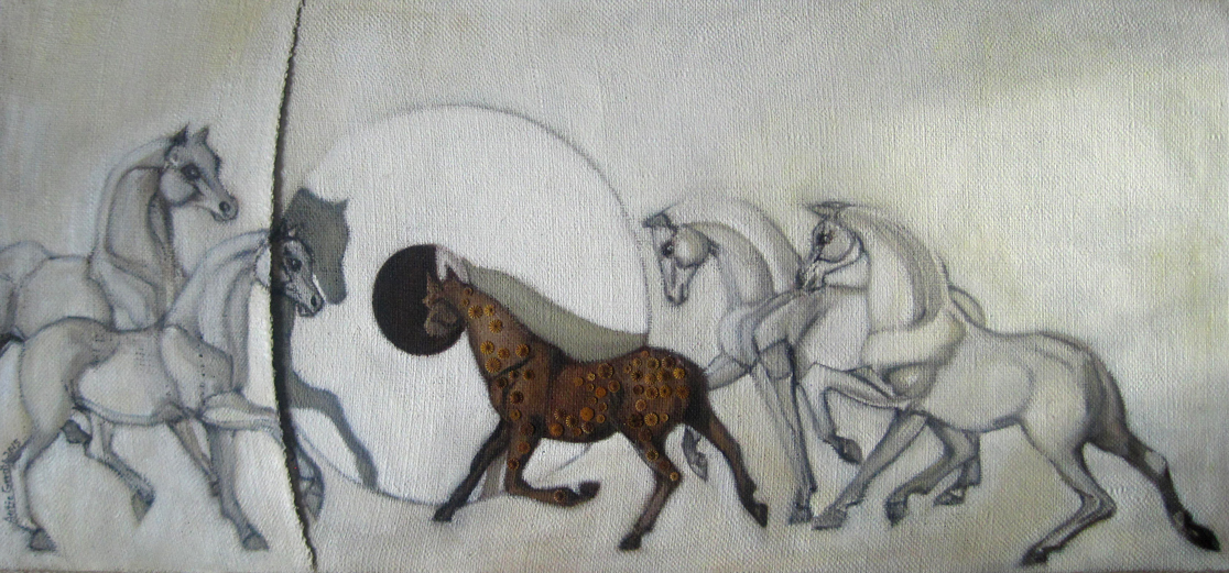 Antje Gerdts - Kunst auf Kaffeesäcken - Pferde